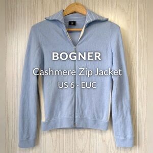 Bogner Cashmere Zip Jacket US 6 Blue Full Zip Sweater